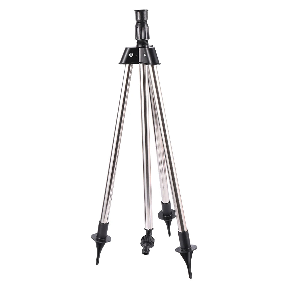Stainless steel G1/2" adjustable irrigation tripod sprinkler for garden watering and irrigation in home gardens.