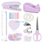 G88D office supplies set including sticky notes, stapler, scissors, clear tape, and ruler, in a compact, organized arrangement.