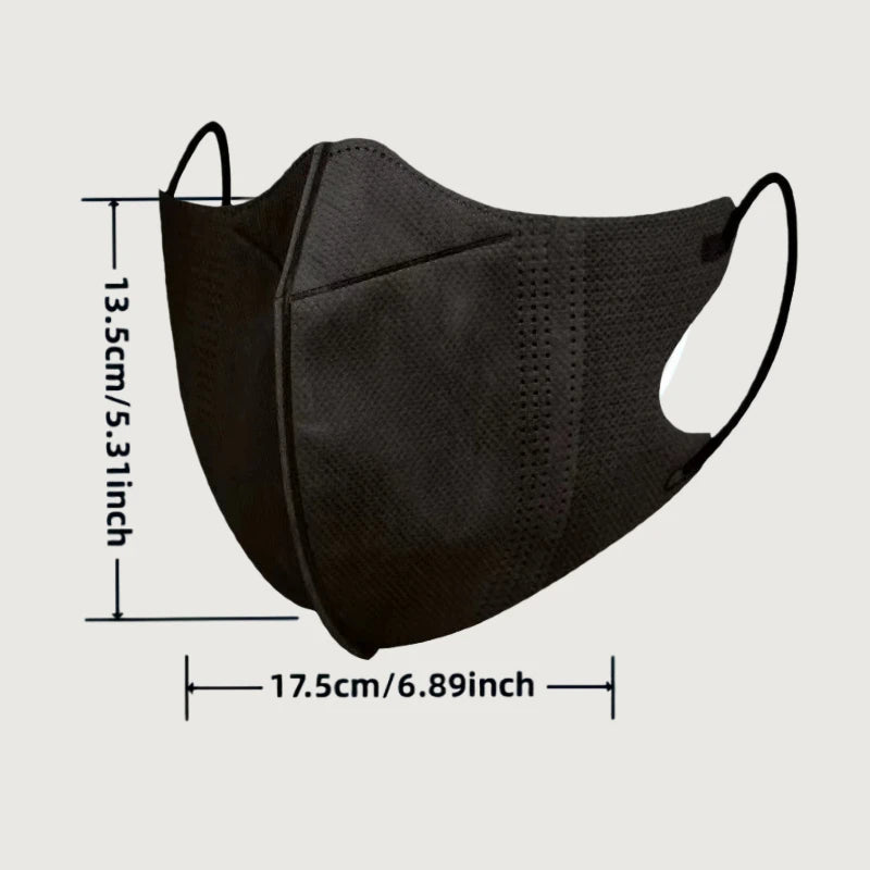 100-pack of black 3D disposable protective masks by BackupMyFilesNow.com, suitable for outdoor, home, office, school, and commuting.
