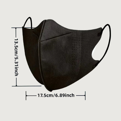 100-pack of black 3D disposable protective masks by BackupMyFilesNow.com, suitable for outdoor, home, office, school, and commuting.