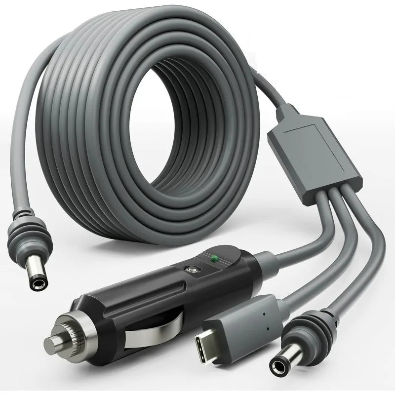 3-in-1 Starlink Mini Cable by BACKUPMYFILESNOW.COM® for 100W USB-C, car charger, and DC-to-DC power connections.