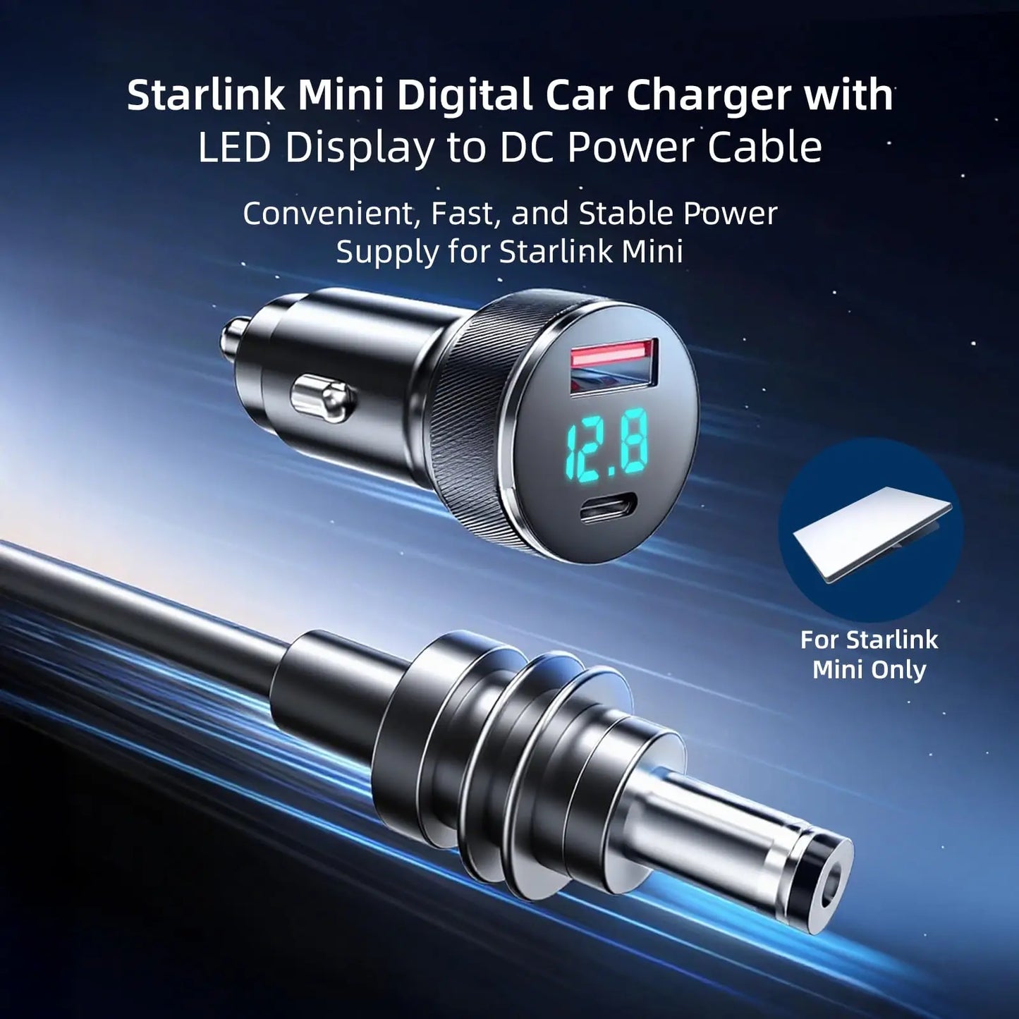 3-in-1 Starlink Mini Cable by BACKUPMYFILESNOW.COM, waterproof USB C and USB A car charger cable in 3M/5M lengths.