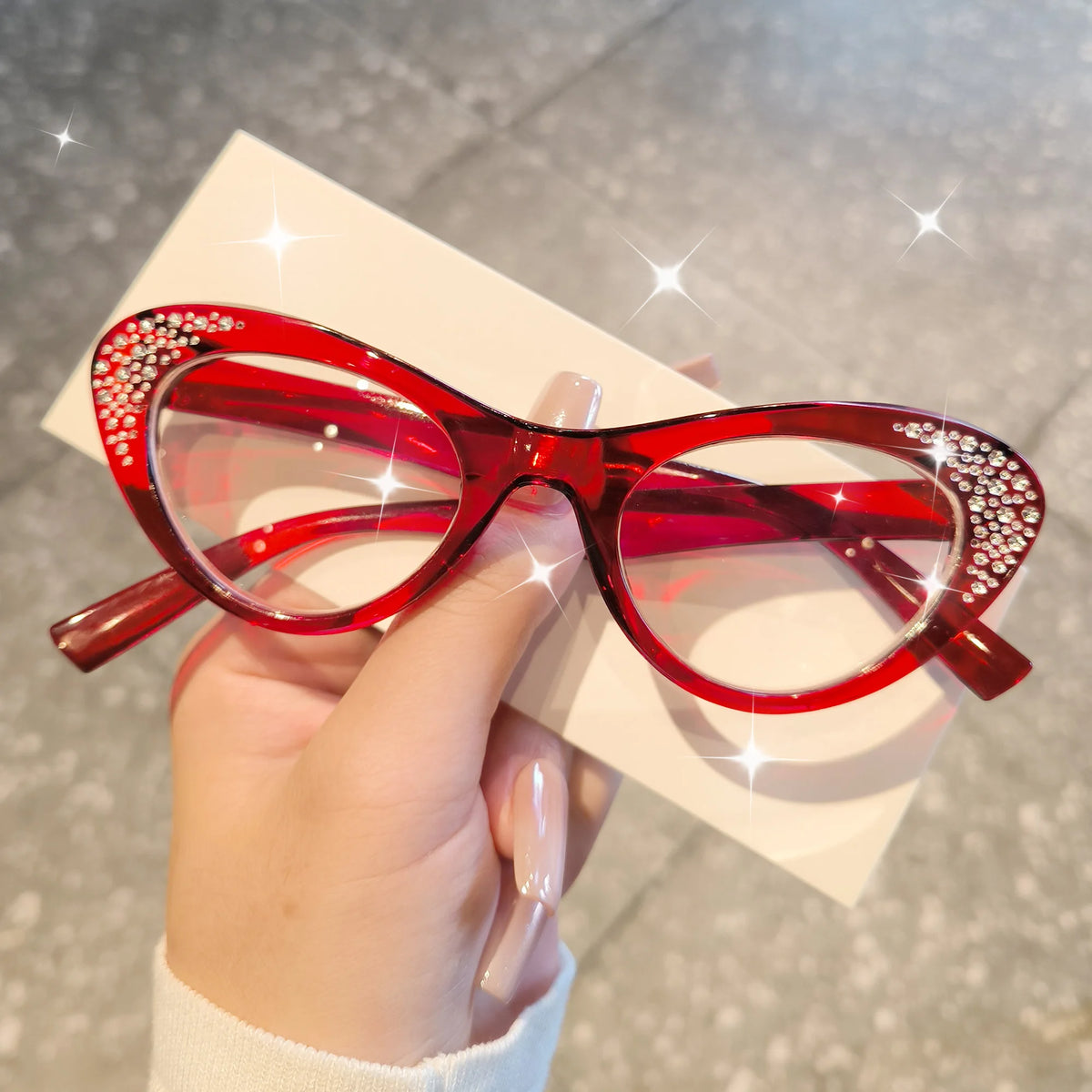 Set of 3 elegant rhinestone cat eye reading glasses for women and men with full rim, high-definition lenses, diopters +1.0 to +4.0.