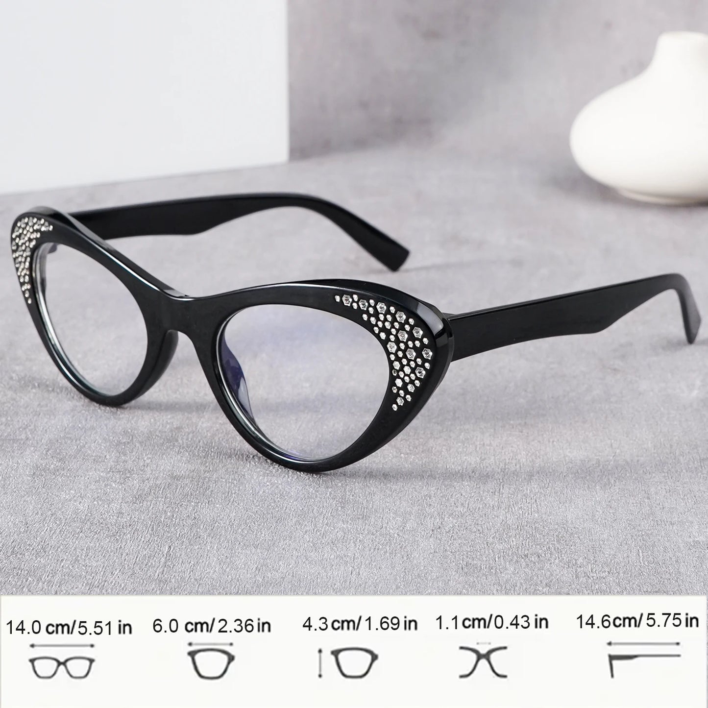 Set of 3 elegant rhinestone cat eye reading glasses for women and men with full rim design and high-definition lenses, diopter +1.0 to +4.0.