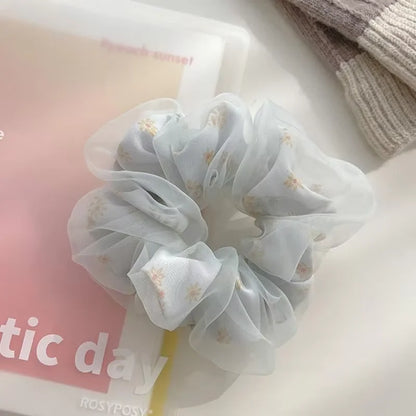 Sweet summer net-like large intestine hairband for women, trendy 1/3 piece bob hairstyle hair tie, perfect for early spring.