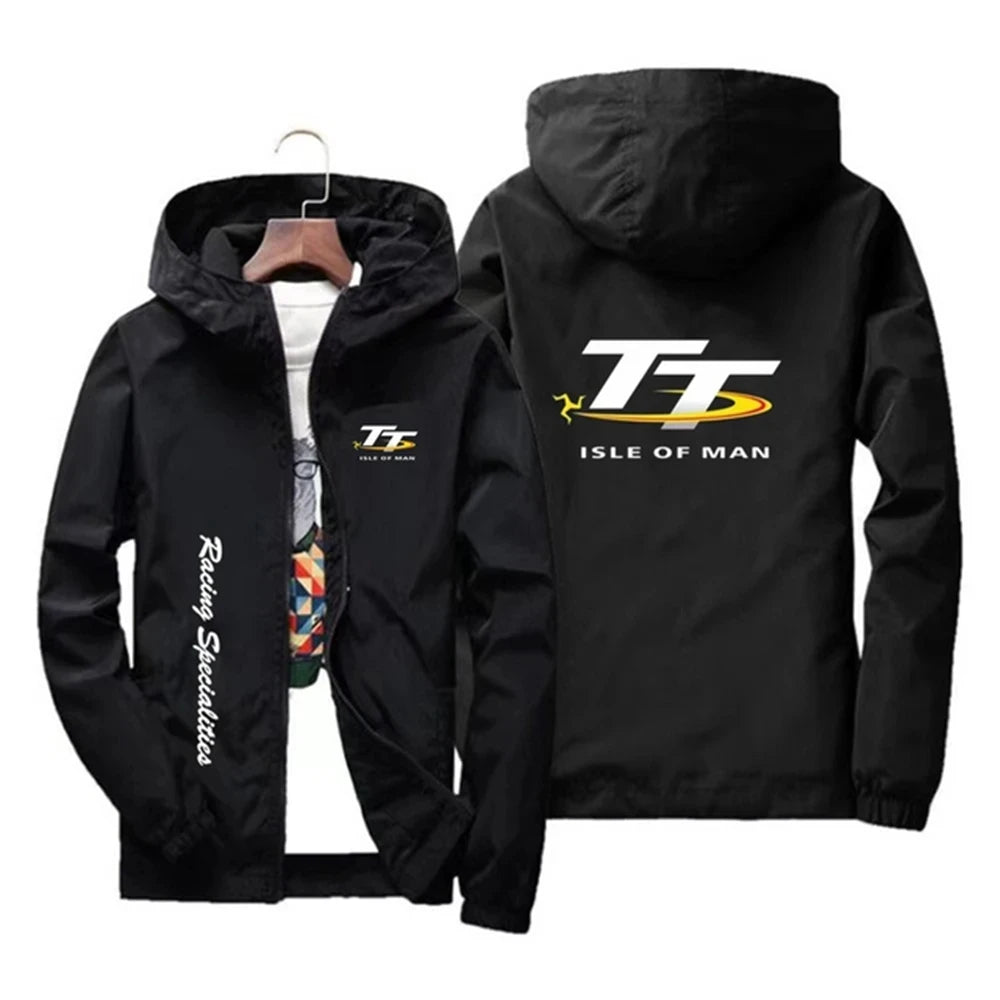 Men's spring and autumn windproof zipper hooded Irish TT outdoor fishing jacket, quick-drying, lightweight, with functional design.