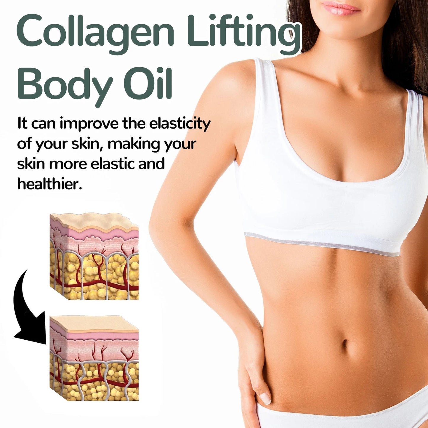 100ml collagen body essence oil from BackupMyFilesNow.com, showing a sleek bottle with moisturizing and skin-tightening benefits.