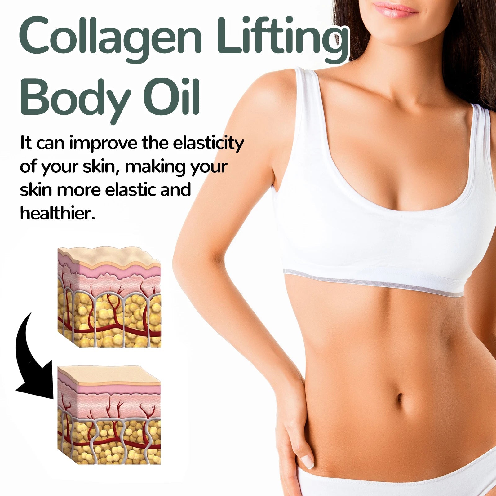 100ml collagen body essence oil from BackupMyFilesNow.com, showing a sleek bottle with moisturizing and skin-tightening benefits.