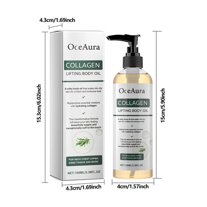 100ml collagen body essence oil bottle, moisturizing and tightening body care with non-greasy formula to improve skin elasticity.