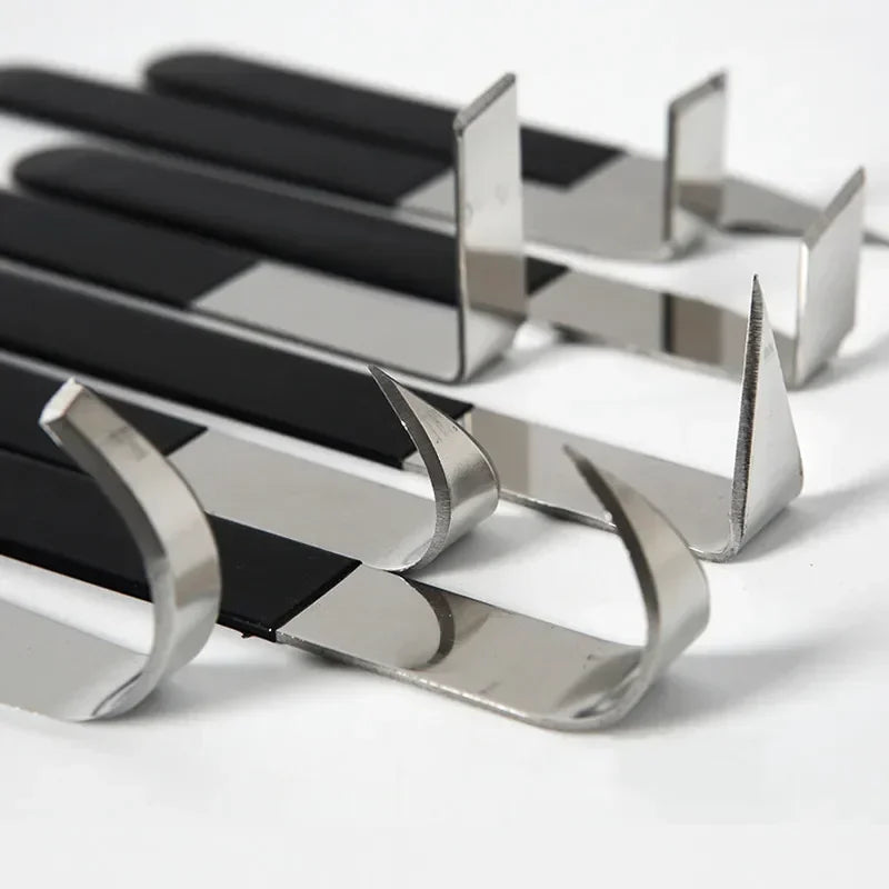 Set of four DIY ceramic craft tools with rubber handles, stainless steel tips for pottery, sculpture, and arts projects.