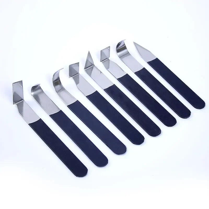 Set of 4 DIY ceramic craft tools with rubber handles and stainless steel tips for pottery, sculpture, and home arts projects.