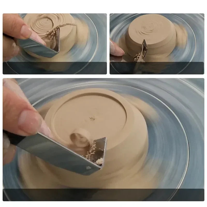 Set of four DIY ceramic craft tools with rubber handles and stainless steel tips for pottery, sculpture, and arts projects.