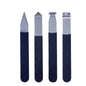 Set of four DIY ceramic and pottery sculpture tools with rubber handles and stainless steel tips for arts and crafts projects.