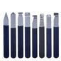 Set of four ceramic craft tools with rubber handles, stainless steel sculpting tools for pottery, ceramics, and clay sculpting projects.