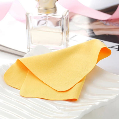 Set of 5 soft chamois eyeglasses cleaner cloths by BACKUPMYFILESNOW.COM®, gentle fiber for cleaning lenses and camera optics.