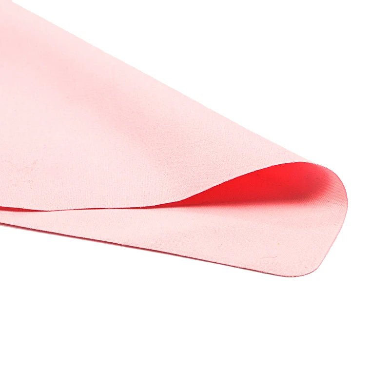 Set of 5 soft chamois glasses cleaning cloths from BACKUPMYFILESNOW.COM® for eyeglasses, lenses, and camera cleaning.