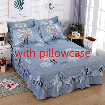 Luxury 3-piece bed sheet set with pillowcases, soft and washable skin-friendly bedding for bedroom comfort and style.