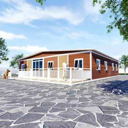 40ft flat roofed modular container house by BACKUPMYFILESNOW.COM® with one-click installation, showcasing a luxurious family residence.