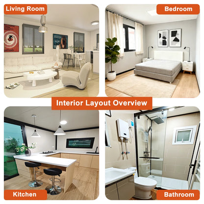 40ft flat roofed modular container house by BACKUPMYFILESNOW.COM® showcasing a luxurious family residence with easy one-click installation.