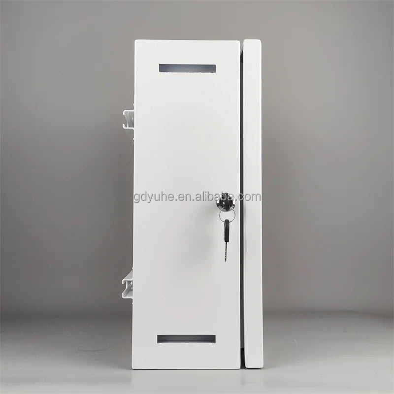 Galvanized steel outdoor IP65 weatherproof distribution box with fan, industrial enclosure, IK10 rated for network use
