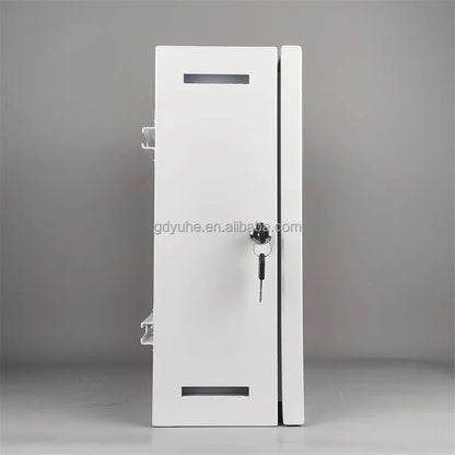 Galvanized steel outdoor IP65 weatherproof distribution box with fan, industrial enclosure, IK10 rated for network use