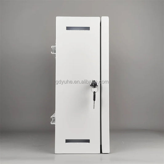 Galvanized steel outdoor IP65 weatherproof distribution box with fan, industrial enclosure, IK10 rated for network use
