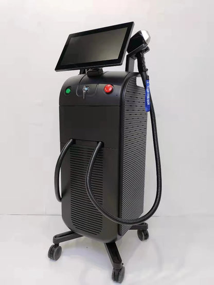 Professional Soprano Alexandrite 808nm diode laser hair removal machine with titanium body and 4-in-1 design for body treatment.