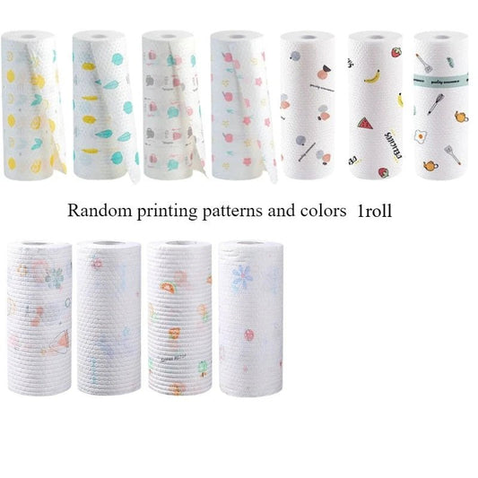 Thick cotton kitchen paper towel roll by BACKUPMYFILESNOW.COM®, showing absorbent, washable, playful design for kitchen cleaning.