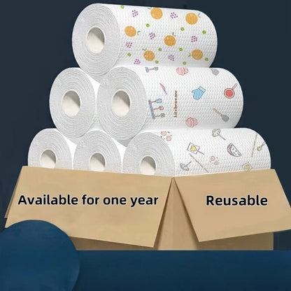 Thick cotton kitchen paper towel roll from BACKUPMYFILESNOW.COM®, absorbent and washable, ideal for kitchen cleaning and spills.