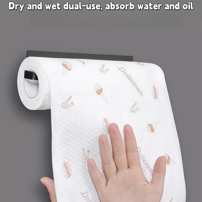 Thick cotton kitchen paper towel roll with playful design, washable and highly absorbent for kitchen cleaning and drying tasks.