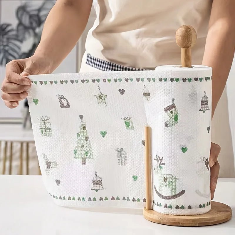 Thick cotton kitchen paper towel roll from BACKUPMYFILESNOW.COM®, absorbent, washable, and suitable for kitchen cleaning tasks.