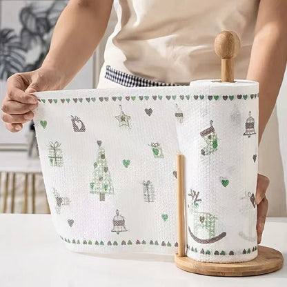 Thick cotton kitchen paper towel roll from BACKUPMYFILESNOW.COM®, absorbent, washable, and suitable for kitchen cleaning tasks.