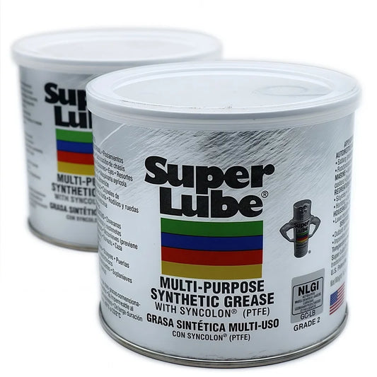Super Lube 41160 multi-purpose synthetic grease with white color, featuring Syncolon for heavy-duty friction, wear, and rust protection.