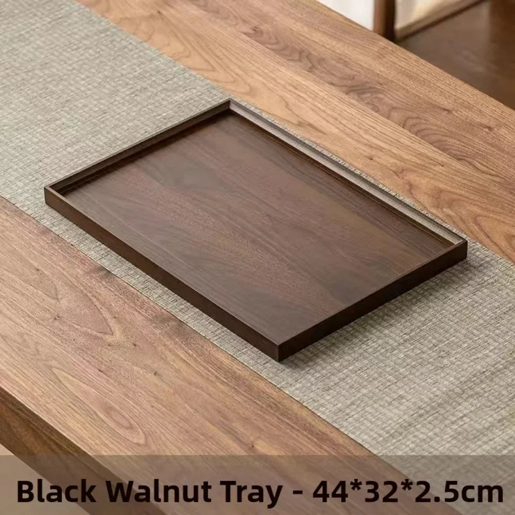 Rectangular wooden serving tray with dust-resistant surface, portable design, suitable for kitchen, dining, tea, and party use.