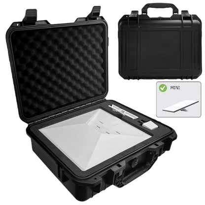 Black Starlink Mini Case by BACKUPMYFILESNOW.COM® with IP67 waterproof hard shell, interior foam, lockable storage for accessories.