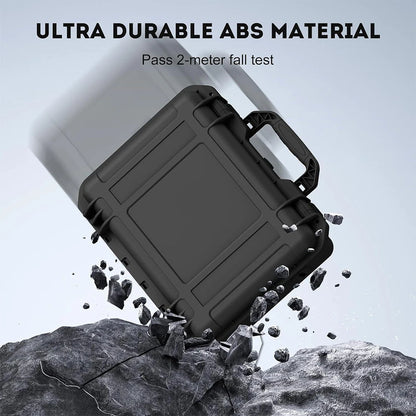 Black Starlink Mini Case by BACKUPMYFILESNOW.COM, waterproof IP67 hard travel case with interior foam and lockable storage for accessories.