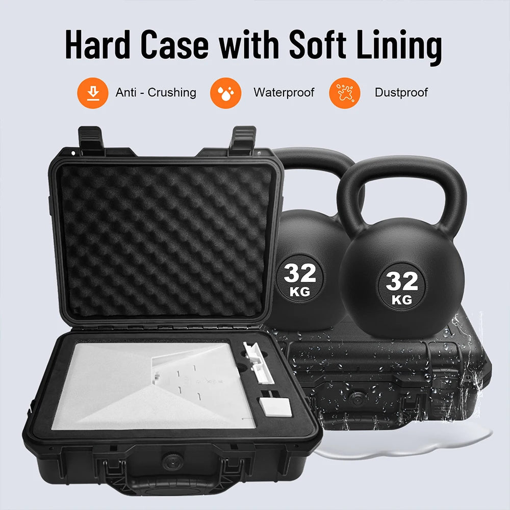 Black Starlink Mini waterproof travel case with foam interior, lockable storage, IP67 rating, compact hard shell for accessories.