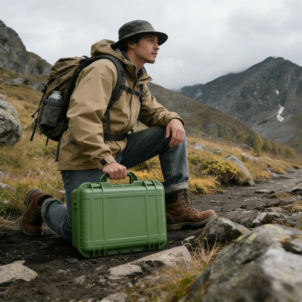 Black Starlink Mini waterproof travel case with interior foam, lockable storage, IP67 waterproof, hard shell by BACKUPMYFILESNOW.COM®.