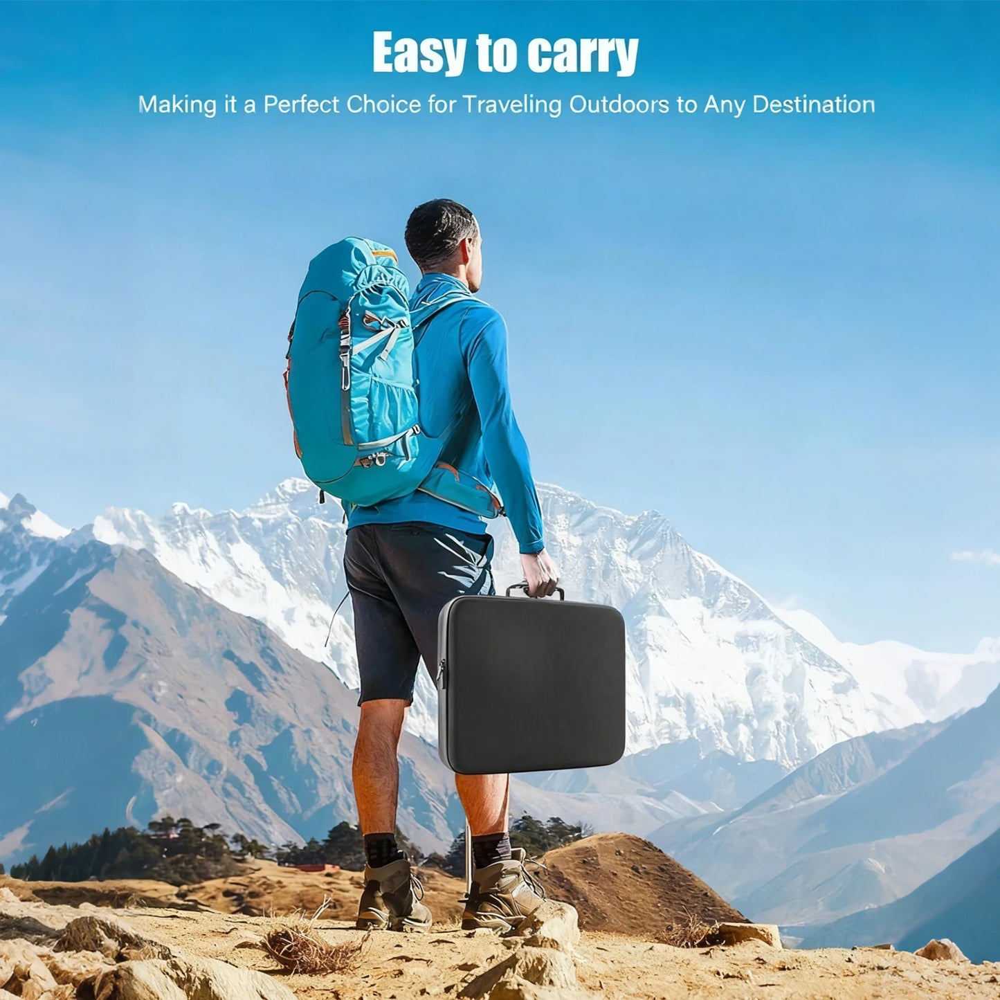 Black Starlink Mini waterproof travel case with interior foam, lockable storage, IP67 waterproof, compact hard case for accessories.