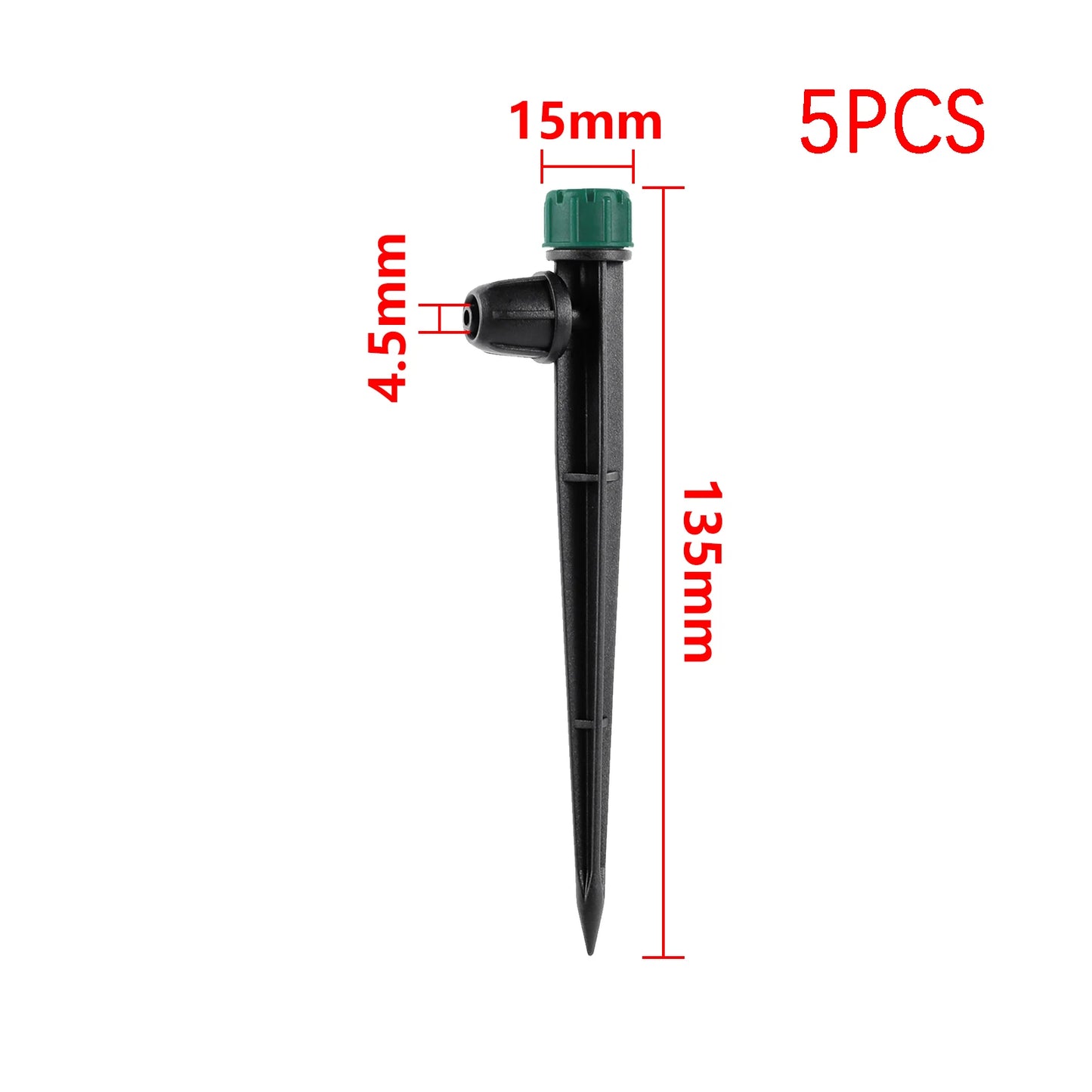 Green 8-hole pointed dripper for 360-degree automatic irrigation, suitable for garden and greenhouse watering systems
