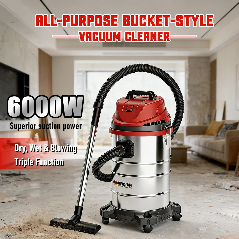 High-power 45L industrial wet-dry vacuum cleaner by BACKUPMYFILESNOW.COM, suitable for car wash, home, grout, and commercial cleaning.