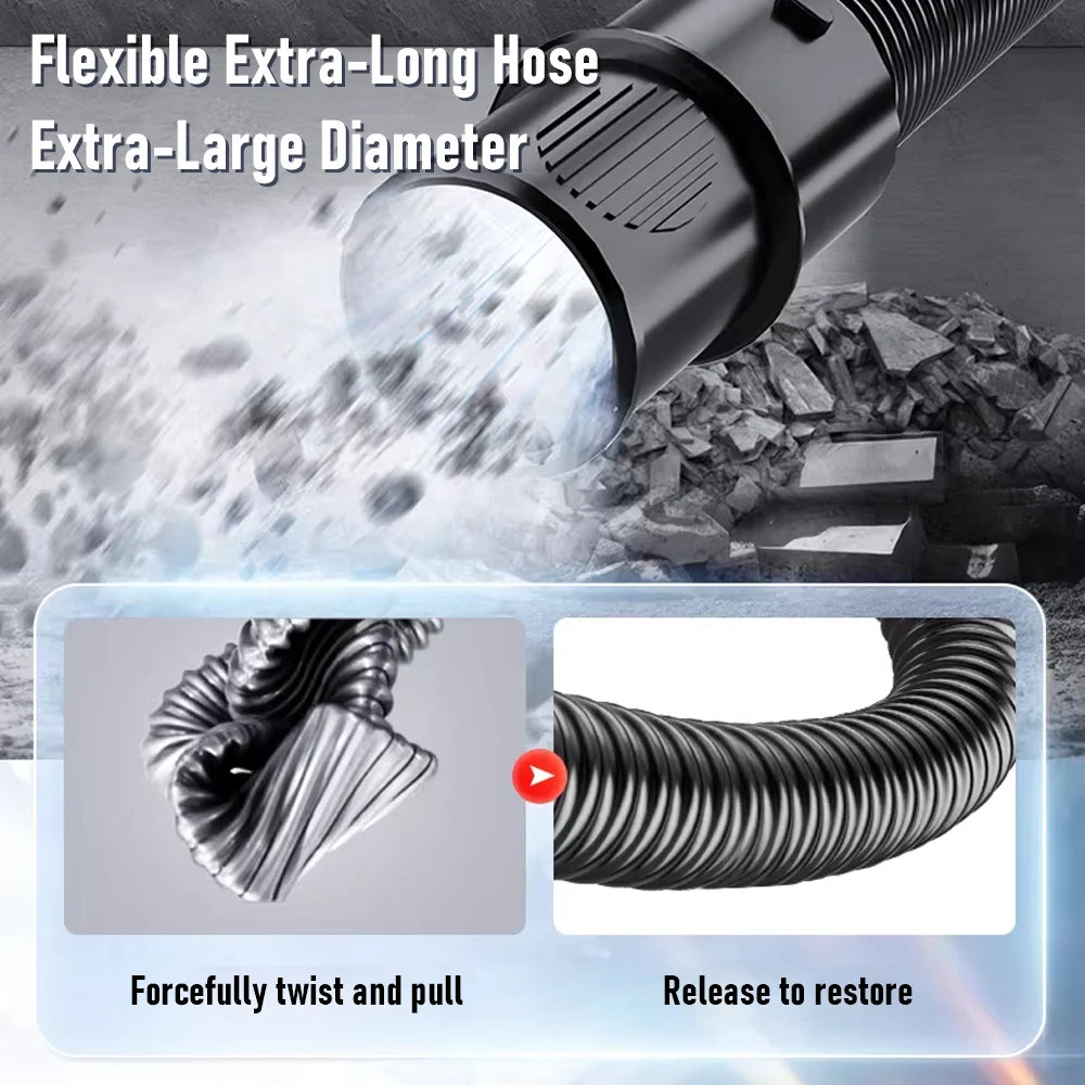 High-power 45L industrial wet-dry vacuum cleaner by BACKUPMYFILESNOW.COM® with durable body, hose, and attachments for cleaning.