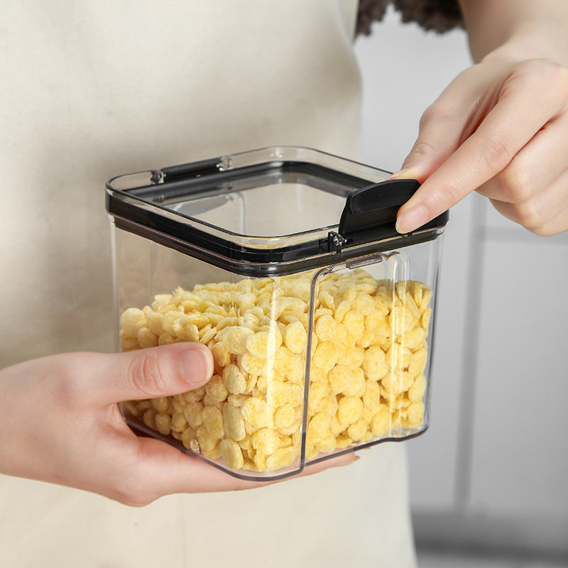 Square transparent sealed fresh-keeping box for snacks from BACKUPMYFILESNOW.COM®, with clear plastic lid and stackable design