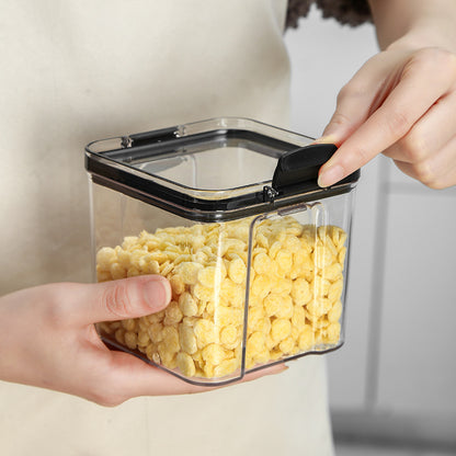 Square transparent sealed fresh-keeping box for snacks from BACKUPMYFILESNOW.COM®, with clear plastic lid and stackable design