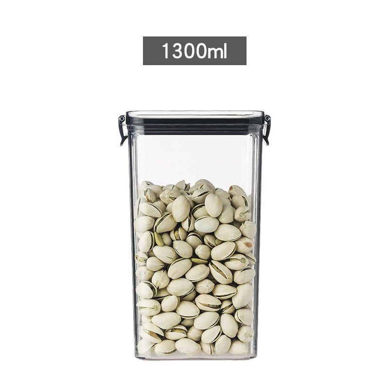 Square transparent snack storage box by BACKUPMYFILESNOW.COM® with sealed lid for fresh-kept snacks and easy visibility.