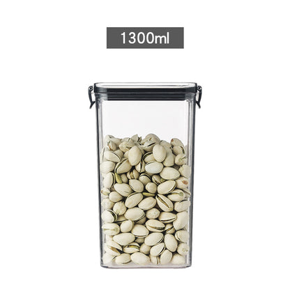 Square transparent snack storage box by BACKUPMYFILESNOW.COM® with sealed lid for fresh-kept snacks and easy visibility.