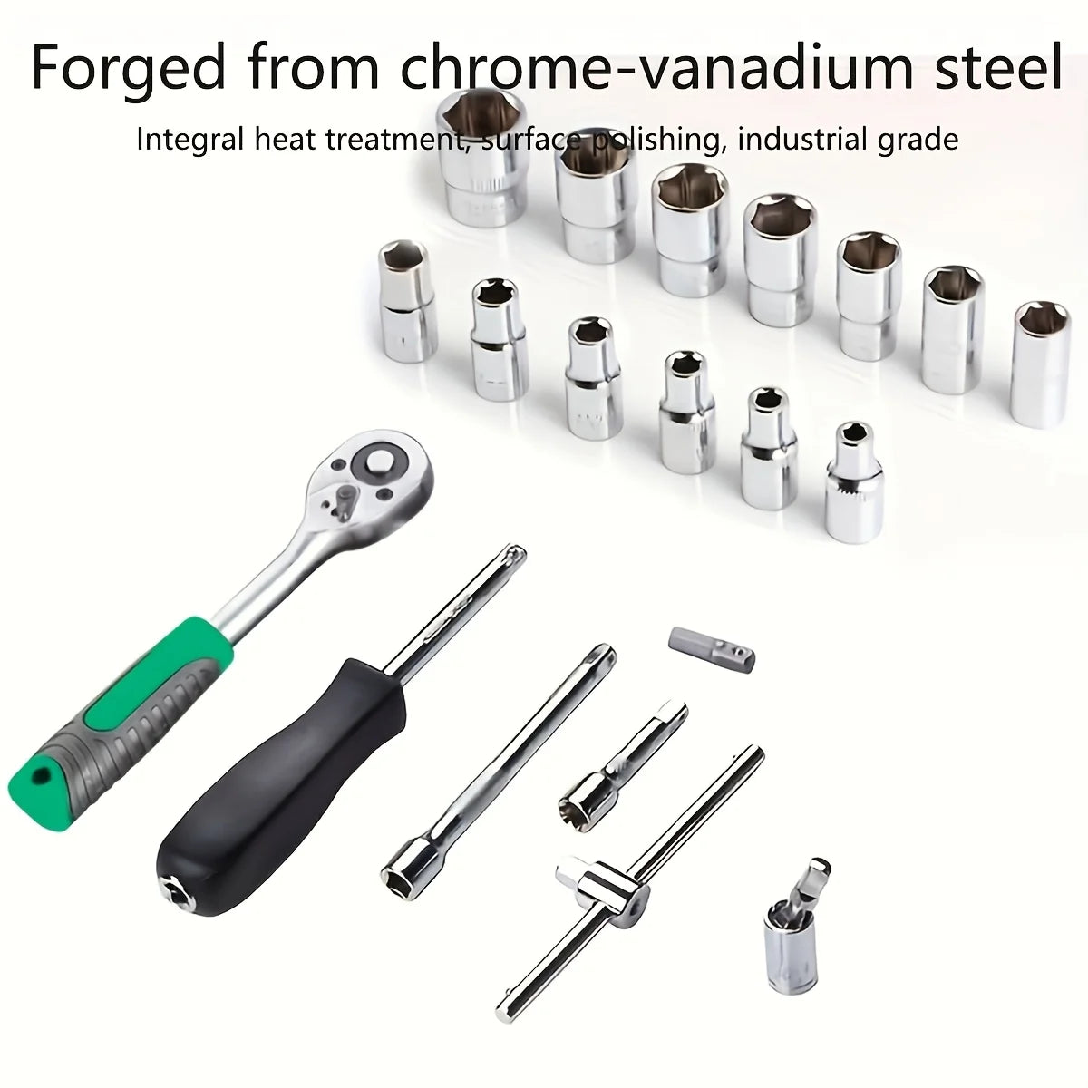 150/46pcs auto mechanical repair tool set with sockets, wrenches, and ratchets, ideal for DIY auto repair projects.