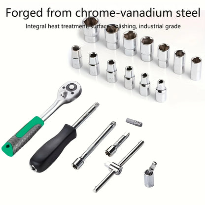 150/46pcs auto mechanical repair tool set with sockets, wrenches, and ratchets, ideal for DIY auto repair projects.