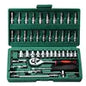 46-piece multi-functional auto repair wrench set from BackupMyFilesNow.com, including socket set and small hand tools in a compact toolbox.