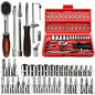 150/46pcs socket tool set with chrome vanadium steel, includes ratchet wrenches for automotive and motorcycle repair.